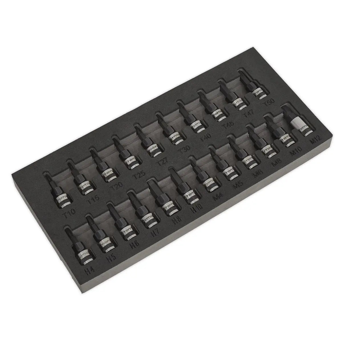 Sealey Premier Black 22 Piece 3/8" Drive Trx-Star Hex Spline Socket Bit Set 