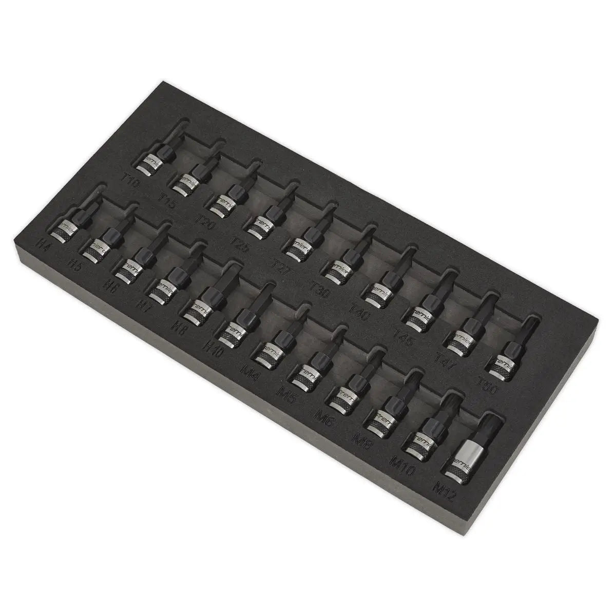 Sealey Premier Black 22 Piece 3/8" Drive Trx-Star Hex Spline Socket Bit Set 