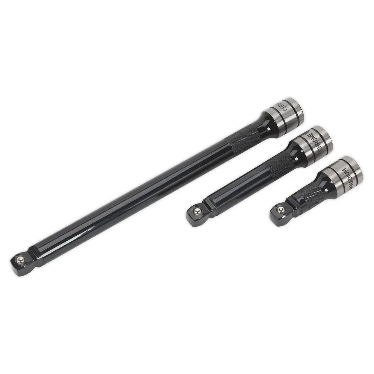 Sealey Premier Black 3 Piece 1/2" Drive Wobble Rigid Extension Bar Set Sockets 