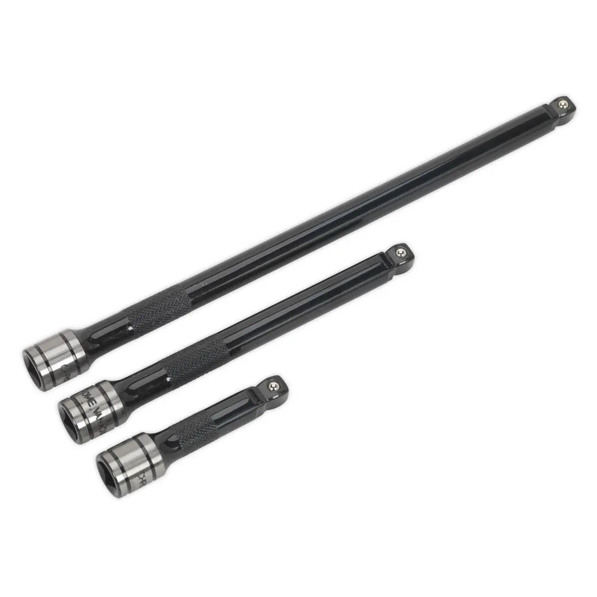 Sealey Premier Black 3 Piece 3/8" Drive Wobble Rigid Extension Bar Set Sockets 
