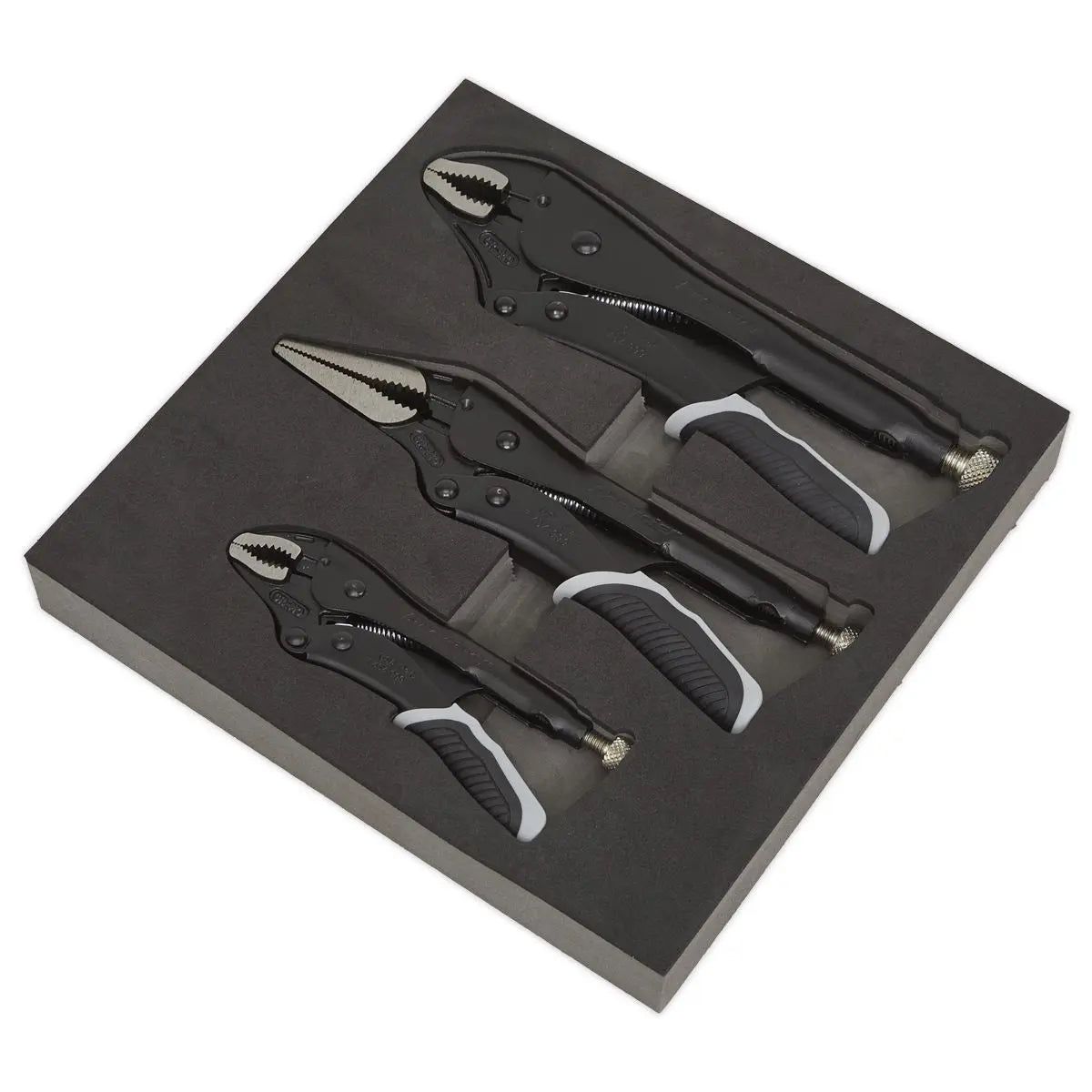 Sealey Premier Black 3 Piece Quick Release Locking Pliers Set Mole Grips 