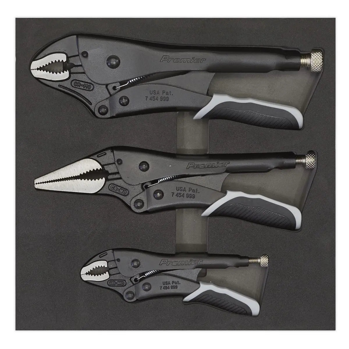 Sealey Premier Black 3 Piece Quick Release Locking Pliers Set Mole Grips 
