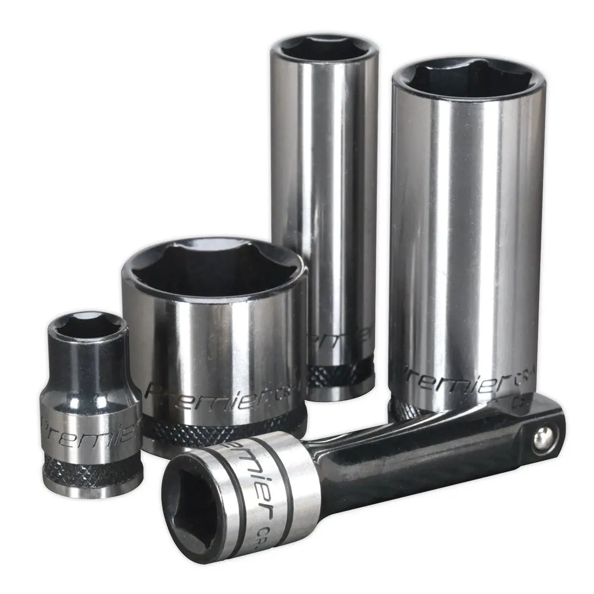 Sealey Premier Black 34 Piece 3/8" Drive Metric Socket Set WallDrive Ratchet Handle 