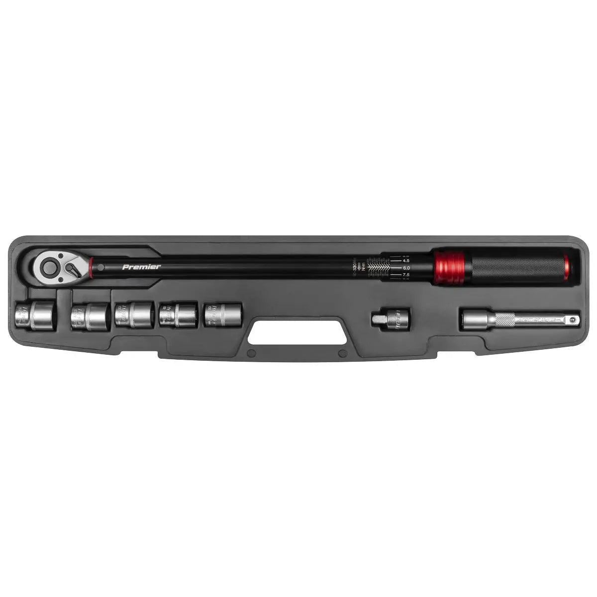 Sealey Premier Black Premier Black Torque Wrench Set 1/2"Sq Drive 60-330Nm 8pc  White Rose Tools