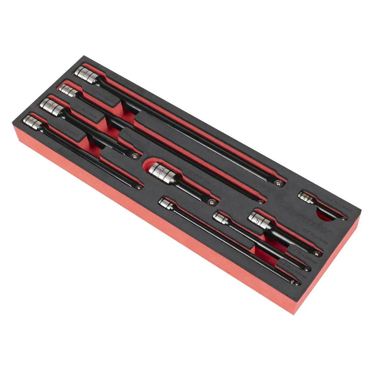 Sealey Premier Black Premier Black Wobble/Rigid Extension Bar Set 1/4", 3/8" & 1/2"Sq Drive 9pc - Premier Black  White Rose Tools