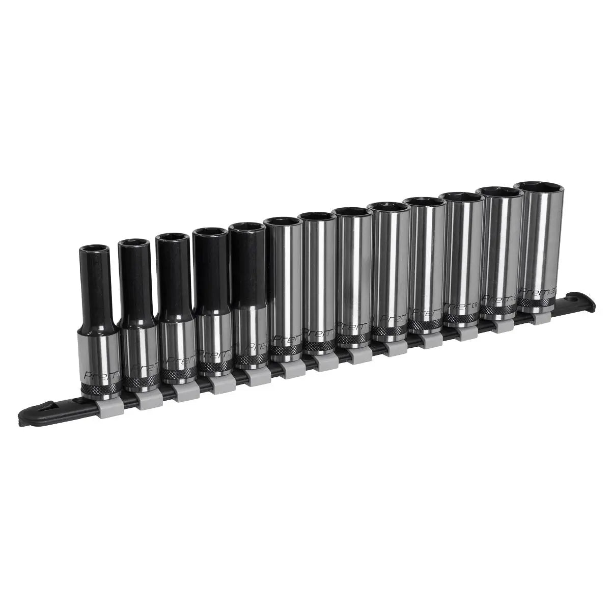 Sealey Premier Black Socket Set Deep 13pc 1/2"Sq Drive Metric - Premier Black 
