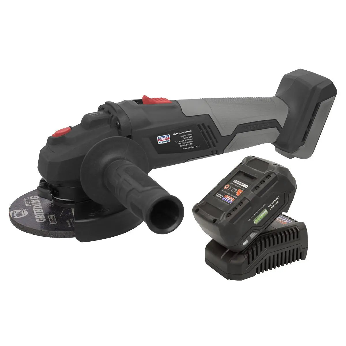 Sealey Premier Brushless Angle Grinder Kit Ø115mm 20V 4Ah SV20 Series 