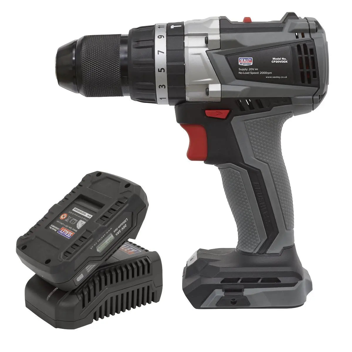 Sealey Premier Brushless Combi Drill Kit Ø13mm 20V 2Ah SV20 Series 