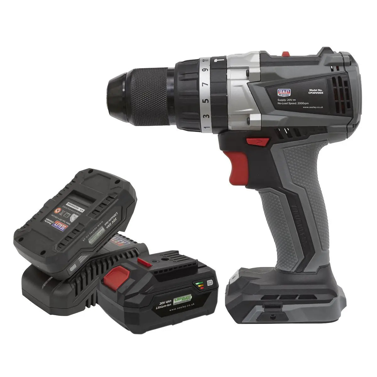 Sealey Premier Brushless Combi Drill Kit Ø13mm 20V SV20 Series - 2 Batteries 