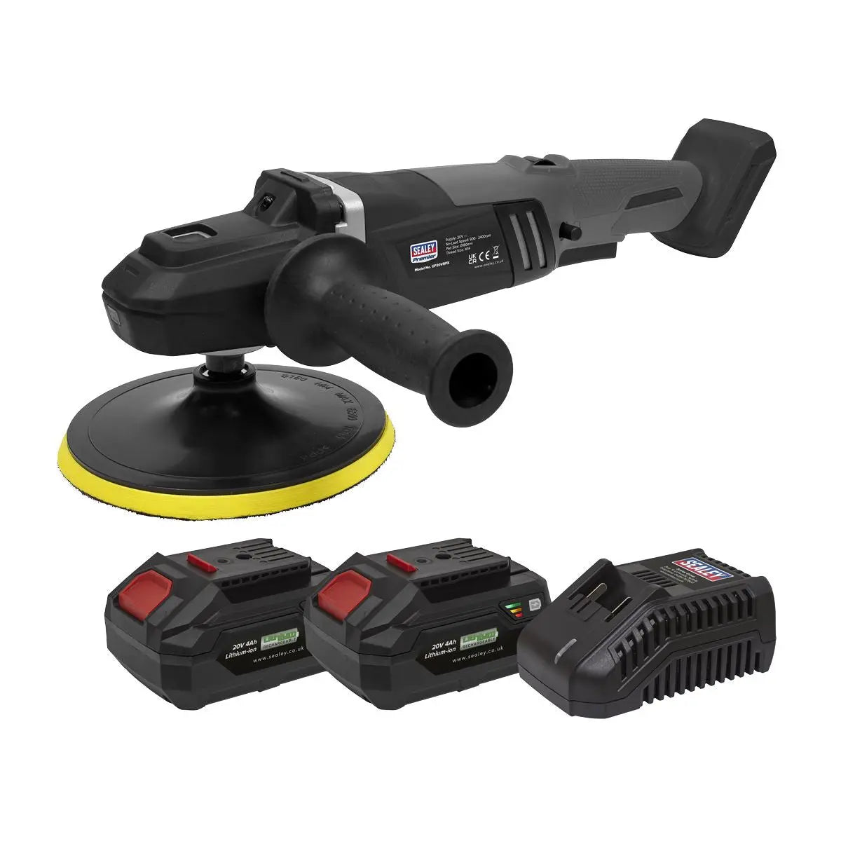 Sealey Premier Brushless Rotary Polisher Kit Ø180mm 20V SV20 Series - 2 Batteries 