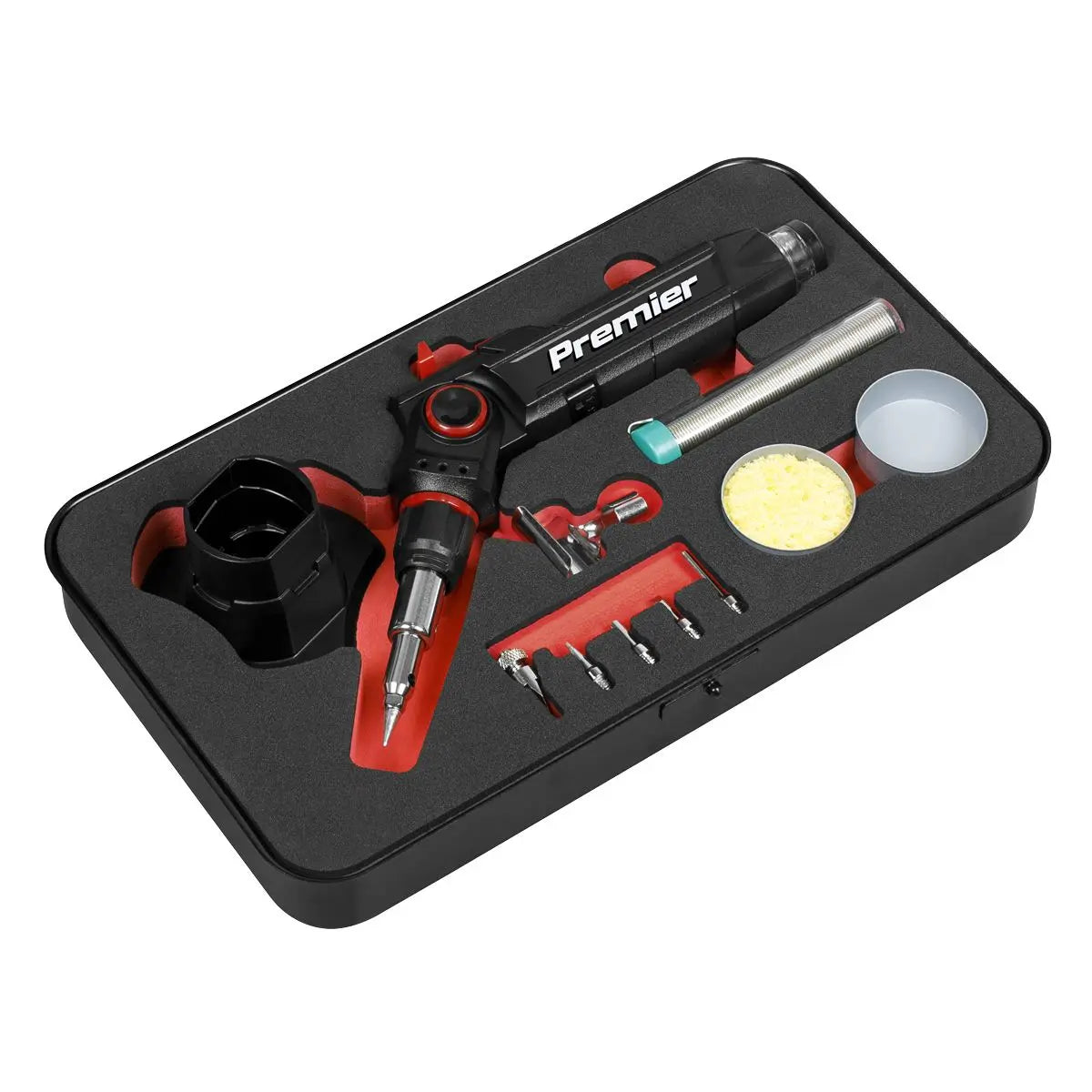 Sealey Premier Butane Indexing Soldering Iron Kit 3-in-1  White Rose Tools