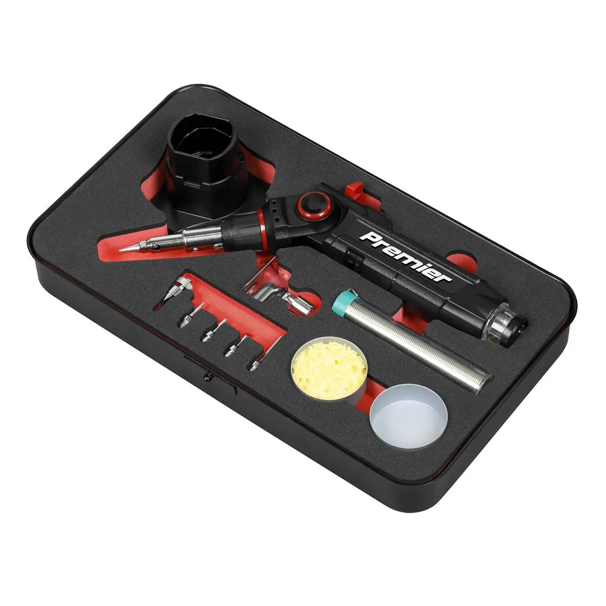 Sealey Premier Butane Indexing Soldering Iron Kit 3-in-1  White Rose Tools