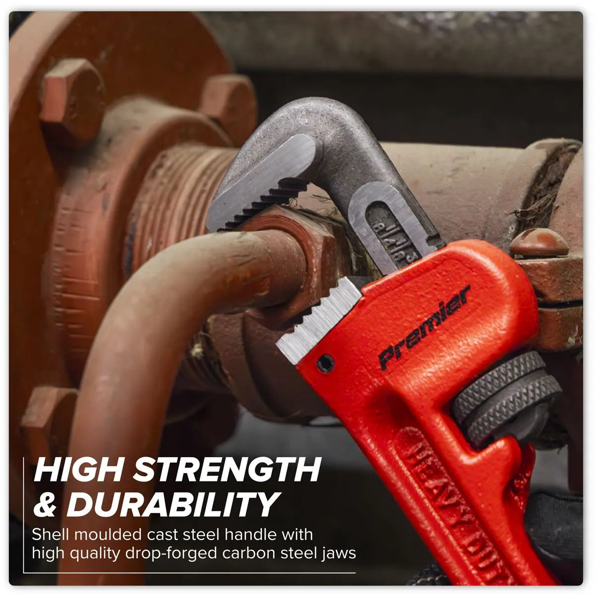 Sealey Premier Cast Steel Pipe Wrench European Pattern 200mm  White Rose Tools