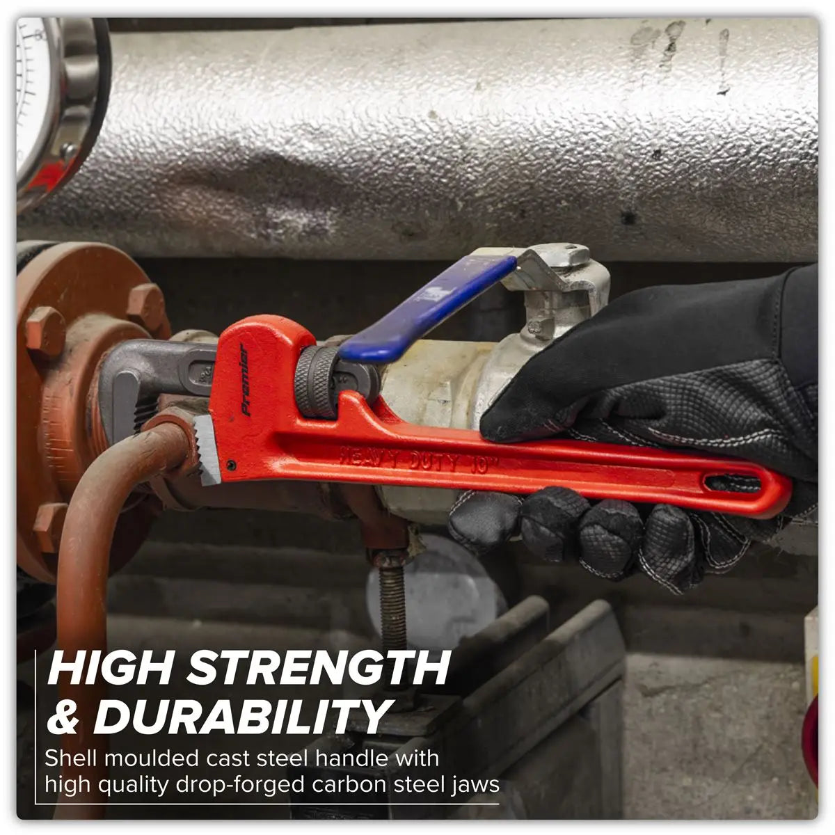 Sealey Premier Cast Steel Pipe Wrench European Pattern 250mm  White Rose Tools