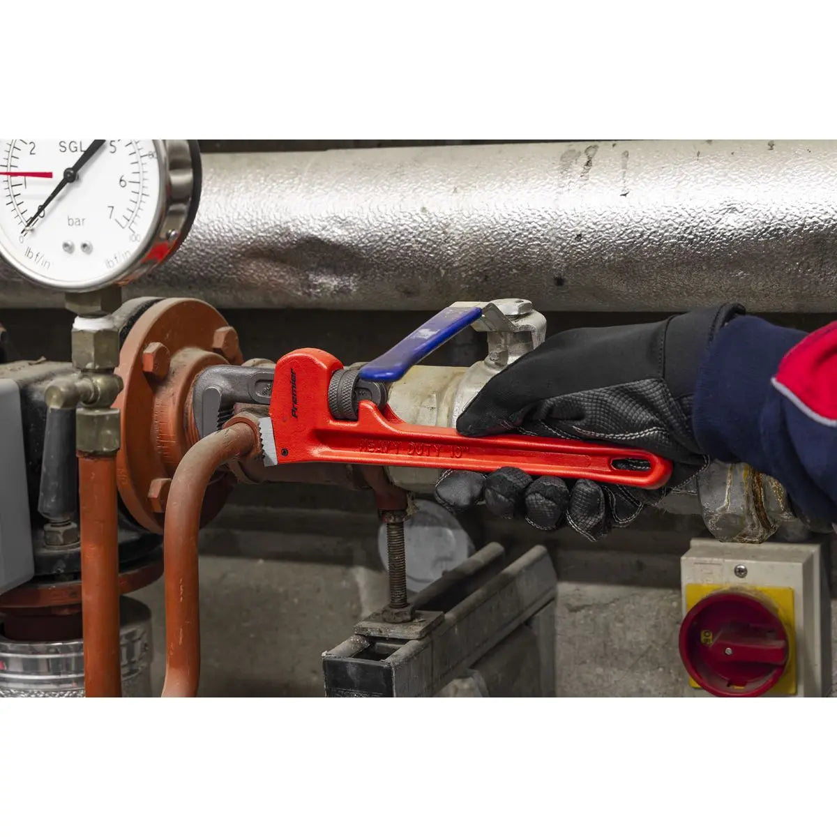 Sealey Premier Cast Steel Pipe Wrench European Pattern 250mm  White Rose Tools