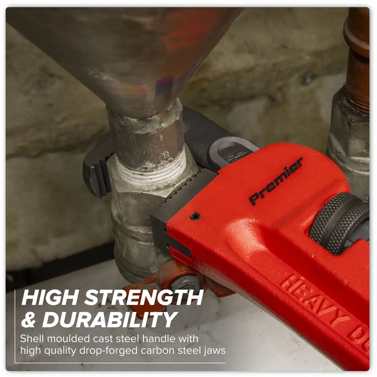 Sealey Premier Cast Steel Pipe Wrench European Pattern 450mm  White Rose Tools