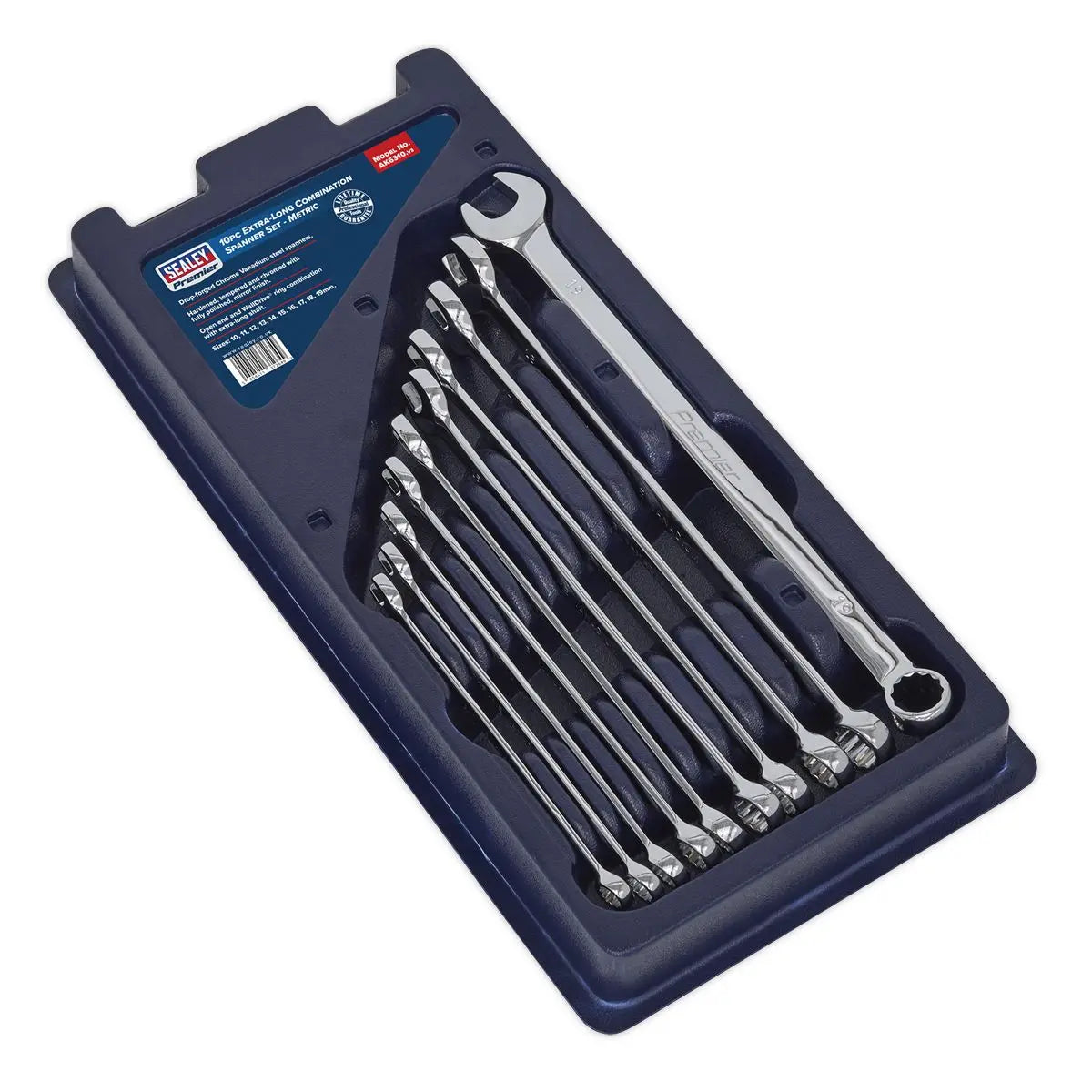 Sealey Premier Combination Spanner Set 10pc Extra-Long Metric 
