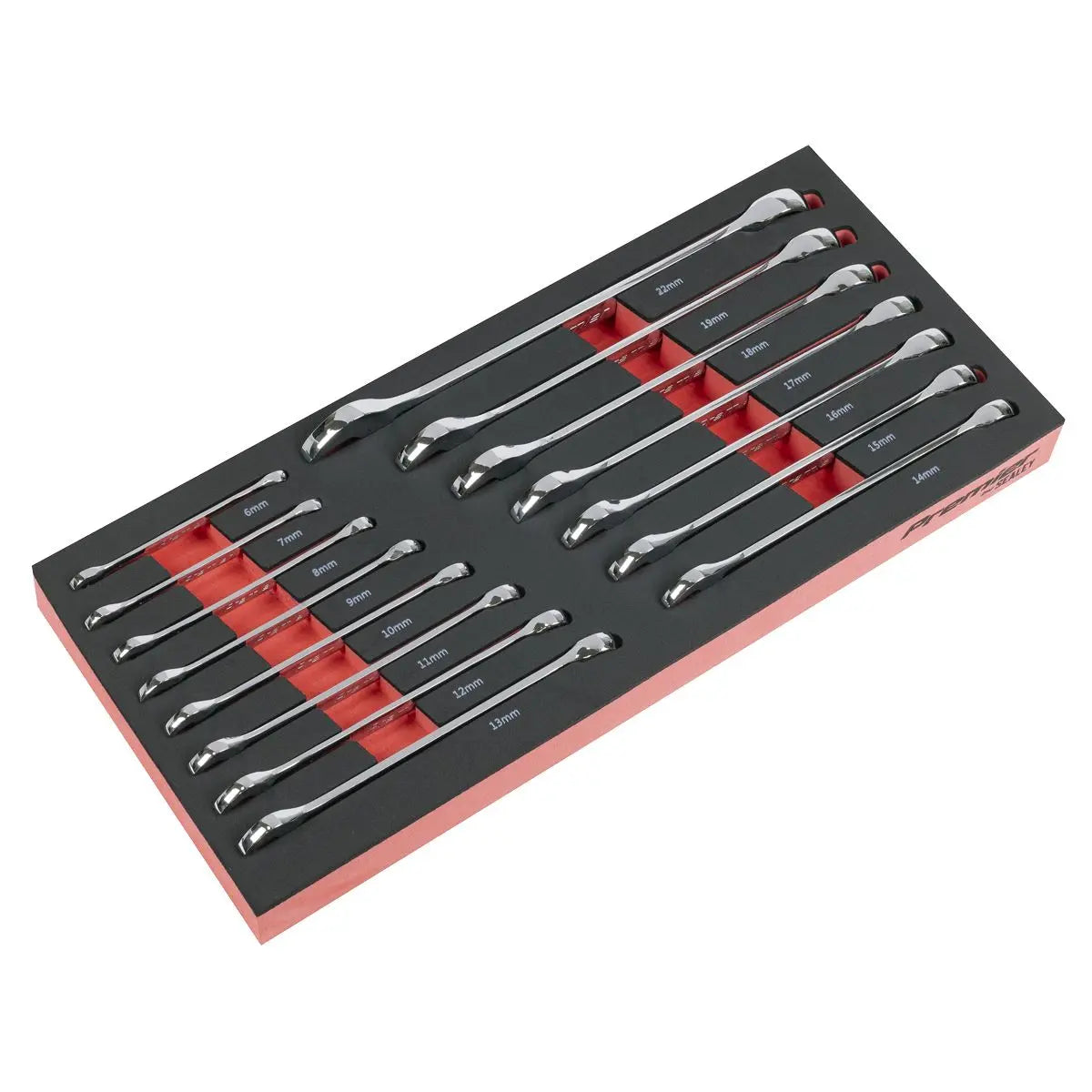 Sealey Premier Combination Spanner Set with Tool Tray 15pc  White Rose Tools