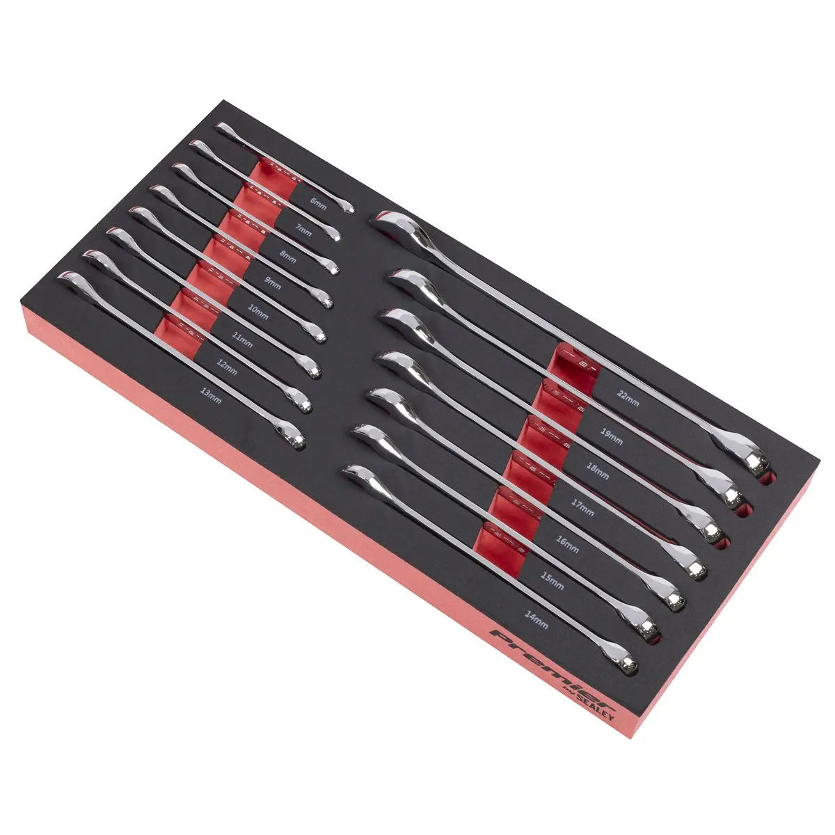 Sealey Premier Combination Spanner Set with Tool Tray 15pc  White Rose Tools