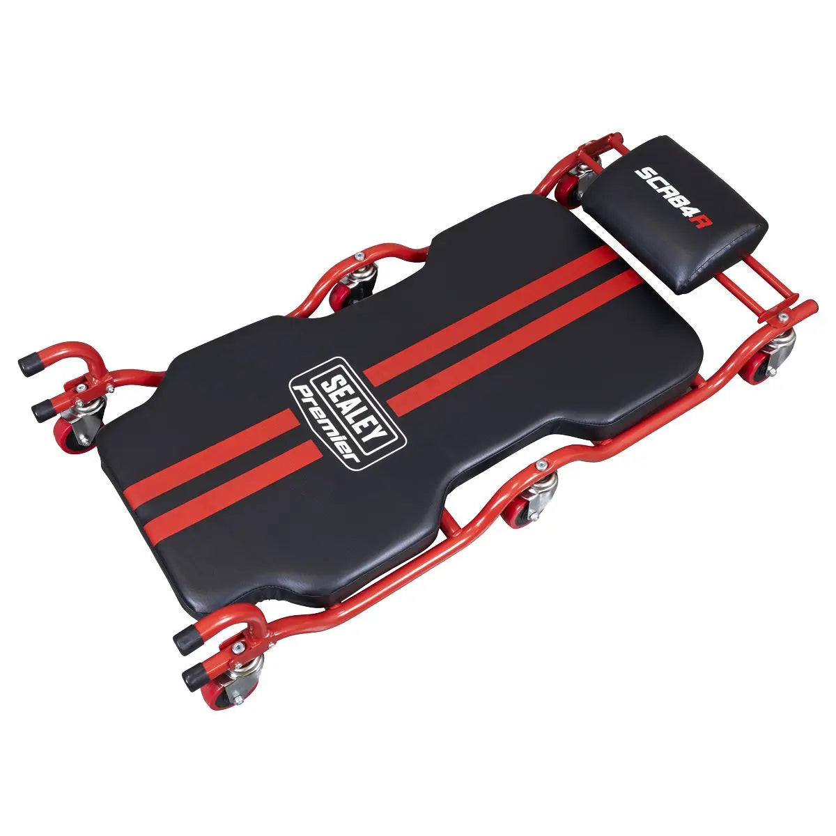 Sealey Premier Deluxe Steel Creeper with 6 Wheels & Headrest  White Rose Tools