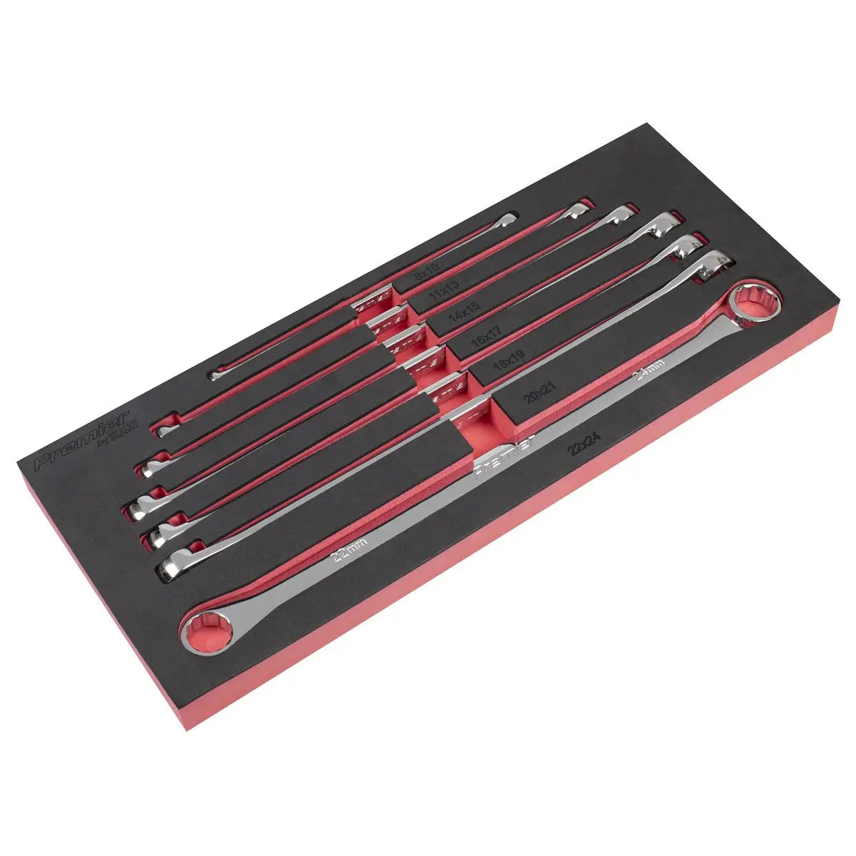Sealey Premier Extra-Long Double End Ring Spanner Set 7pc  White Rose Tools