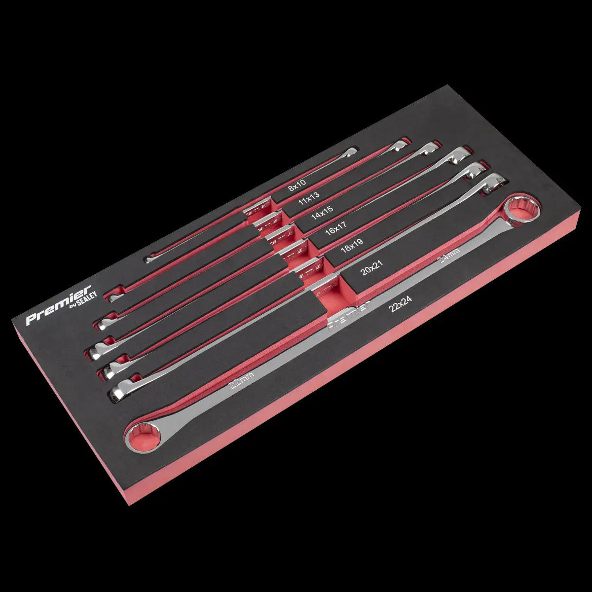 Sealey Premier Extra-Long Double End Ring Spanner Set 7pc 