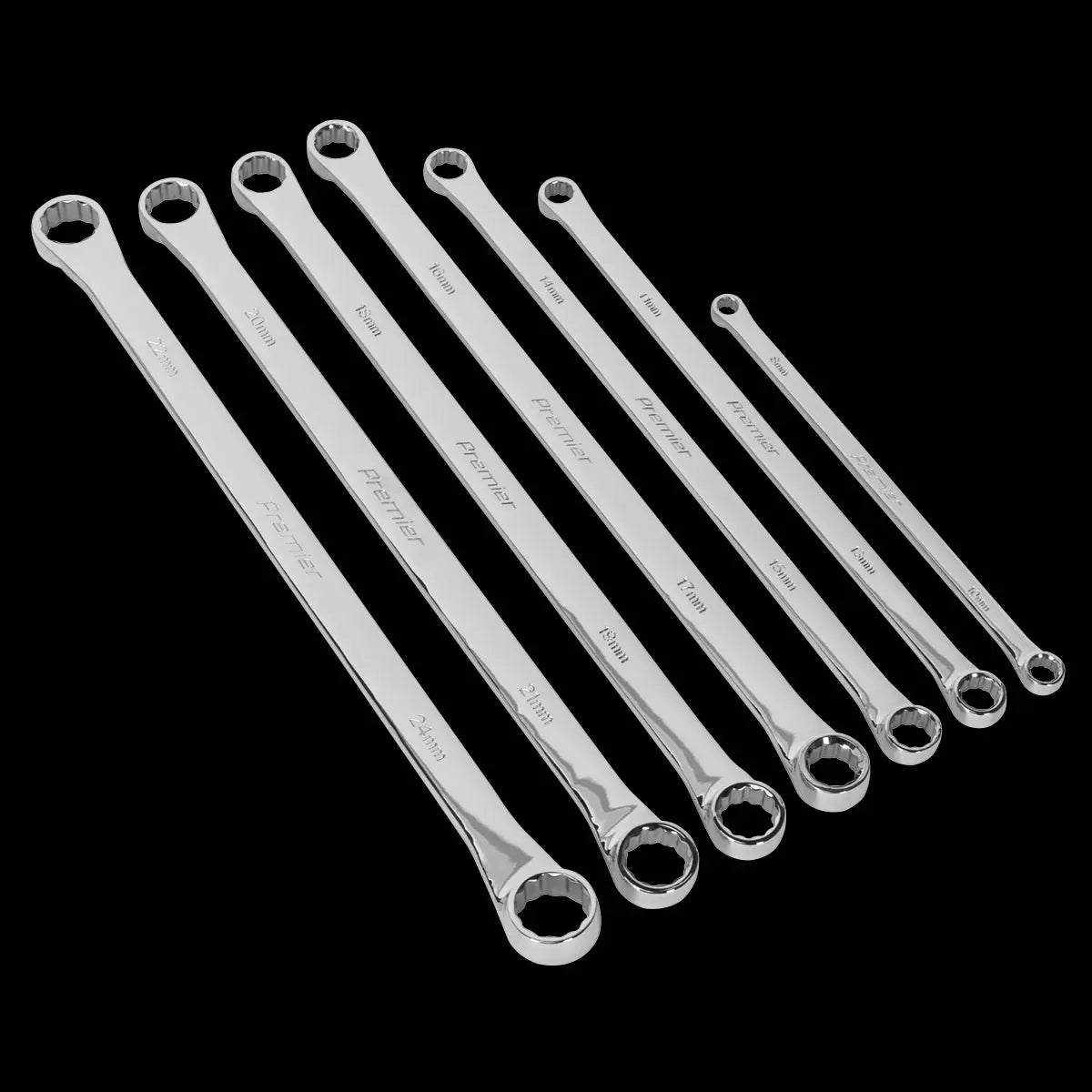 Sealey Premier Extra-Long Double End Ring Spanner Set 7pc 