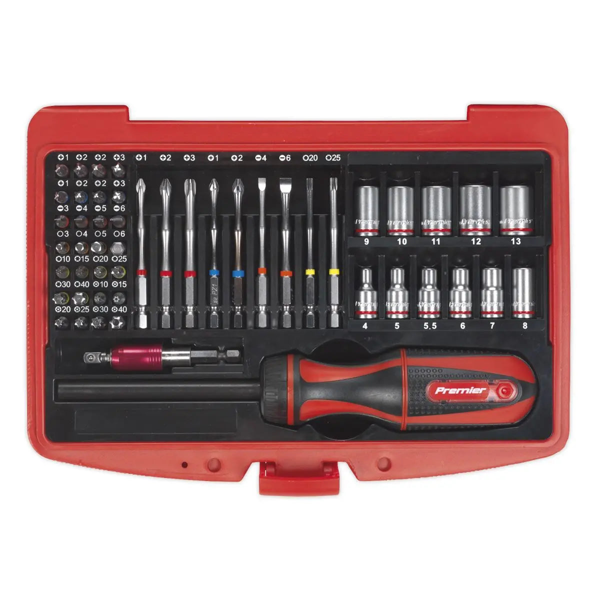 Sealey Premier Fine Tooth Ratchet Screwdriver & Accessory Set 51pc 
