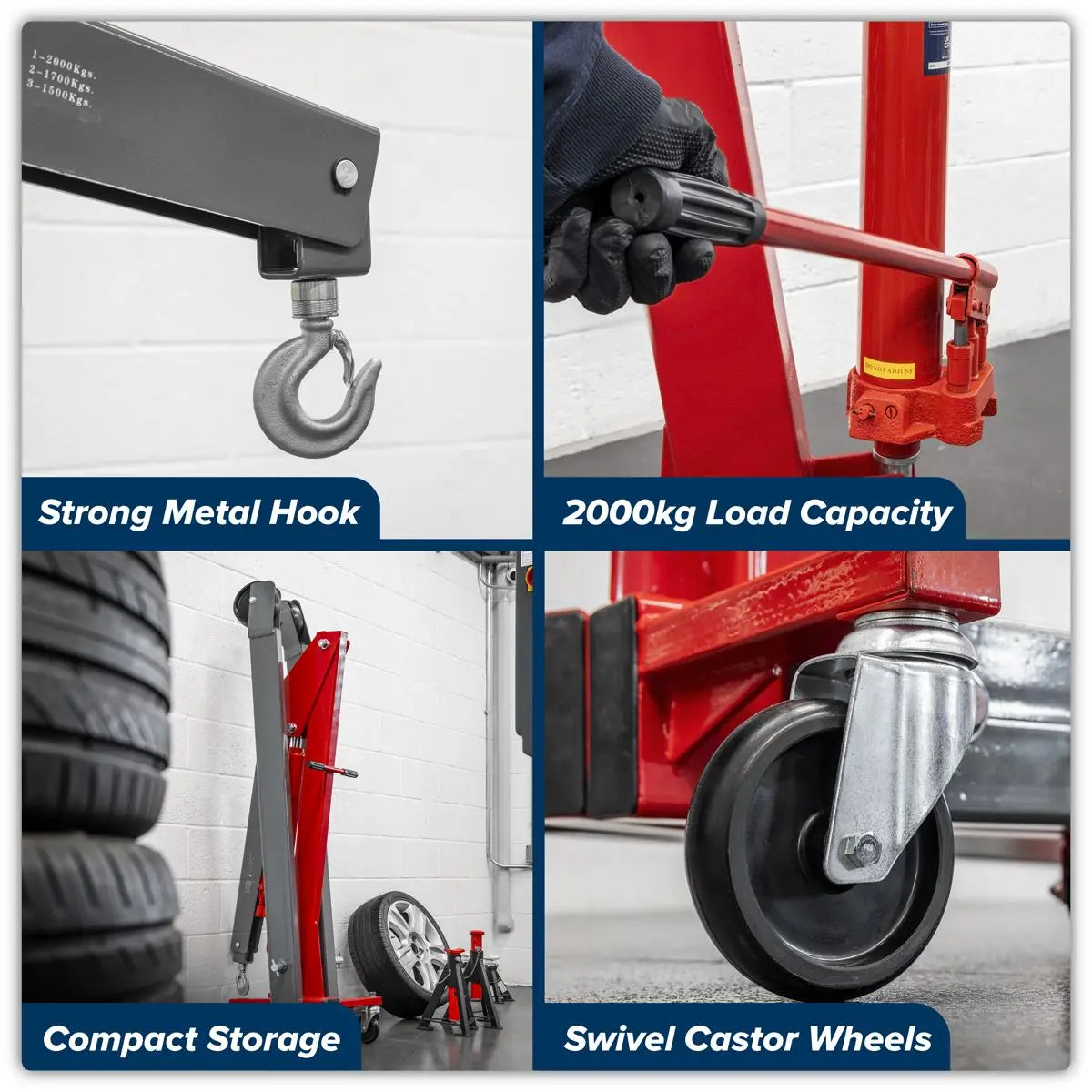 Sealey Premier Folding Engine Crane 2 Tonne  White Rose Tools