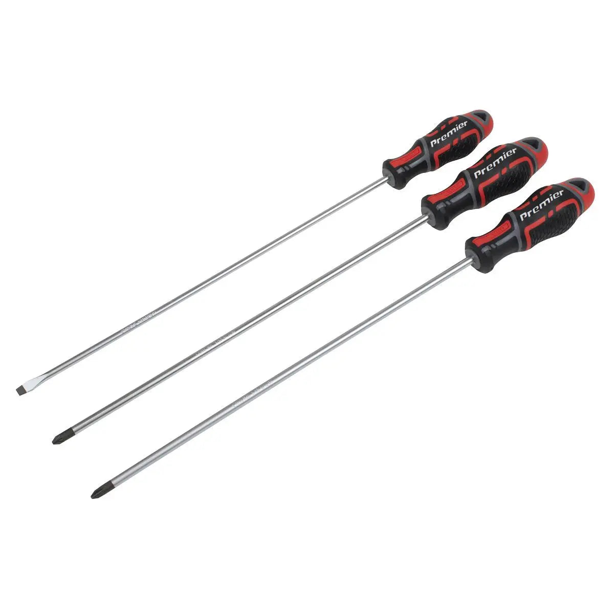 Sealey Premier GripMAX® Screwdriver Set Extra-Long 3pc  White Rose Tools