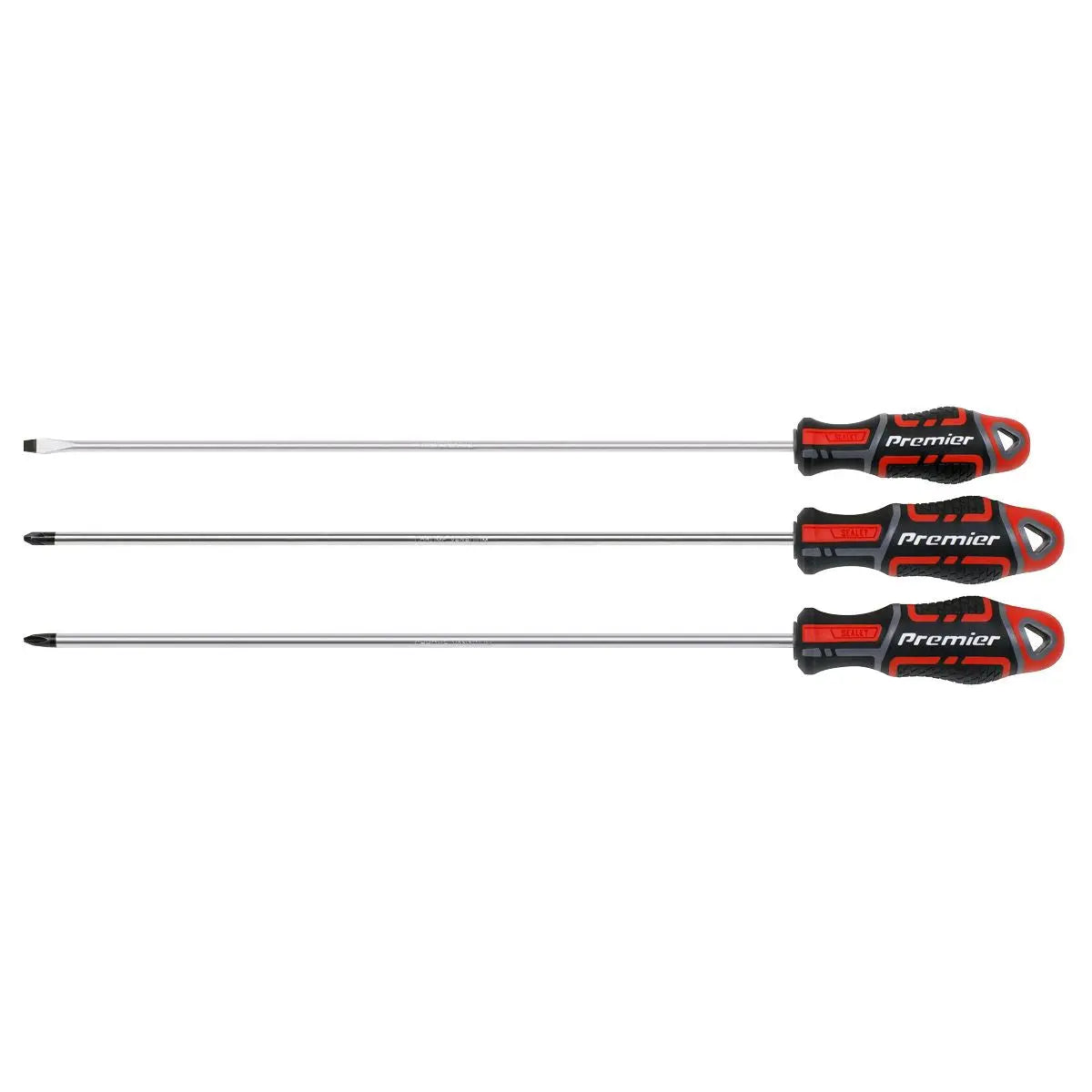 Sealey Premier GripMAX® Screwdriver Set Extra-Long 3pc  White Rose Tools