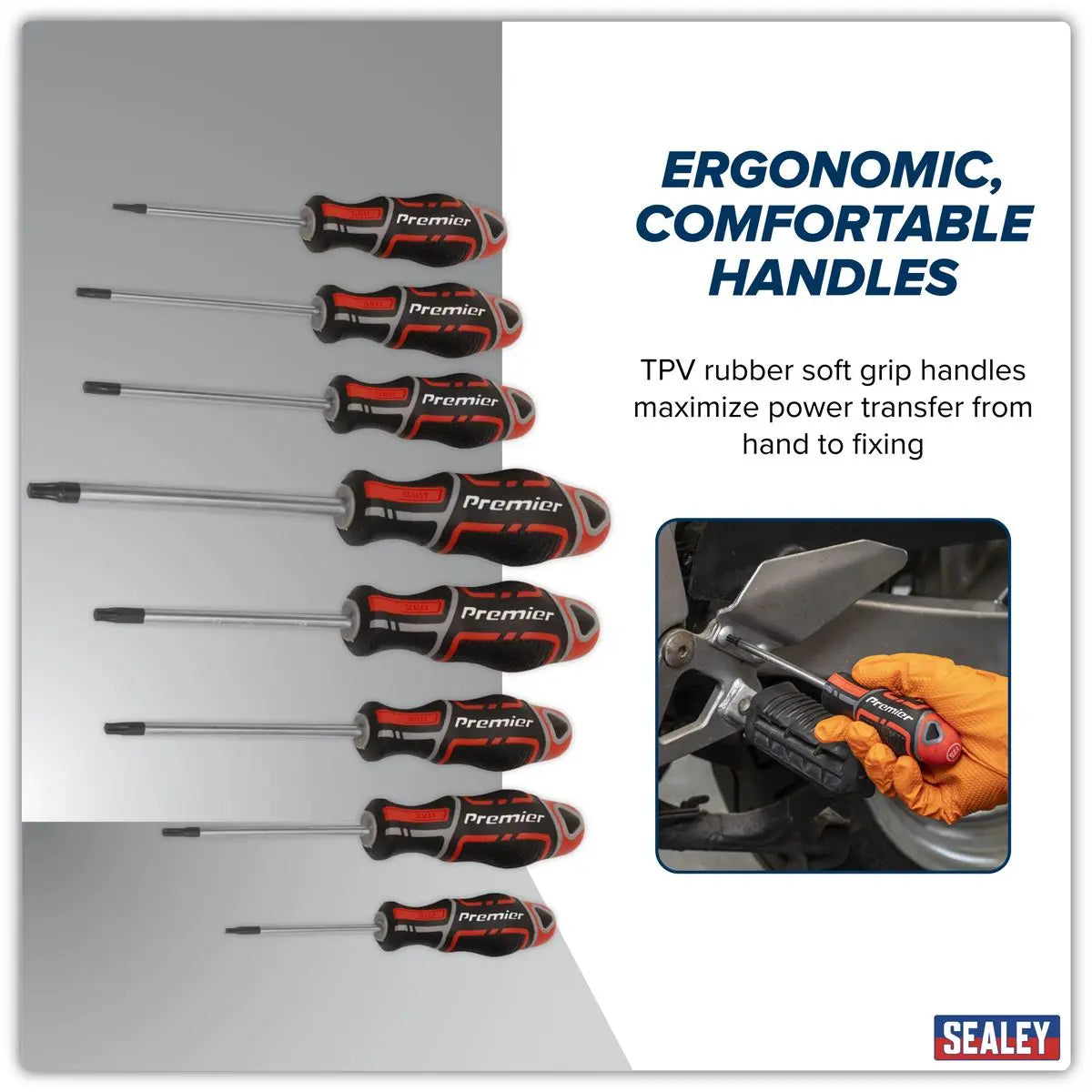 Sealey Premier GripMAX® Security TRX-Star* Screwdriver Set 8pc - Red  White Rose Tools