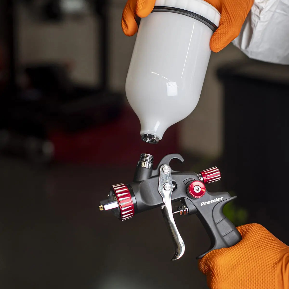 Sealey Premier HVLP Gravity Feed Spray Gun - 1.3mm Set-Up  White Rose Tools