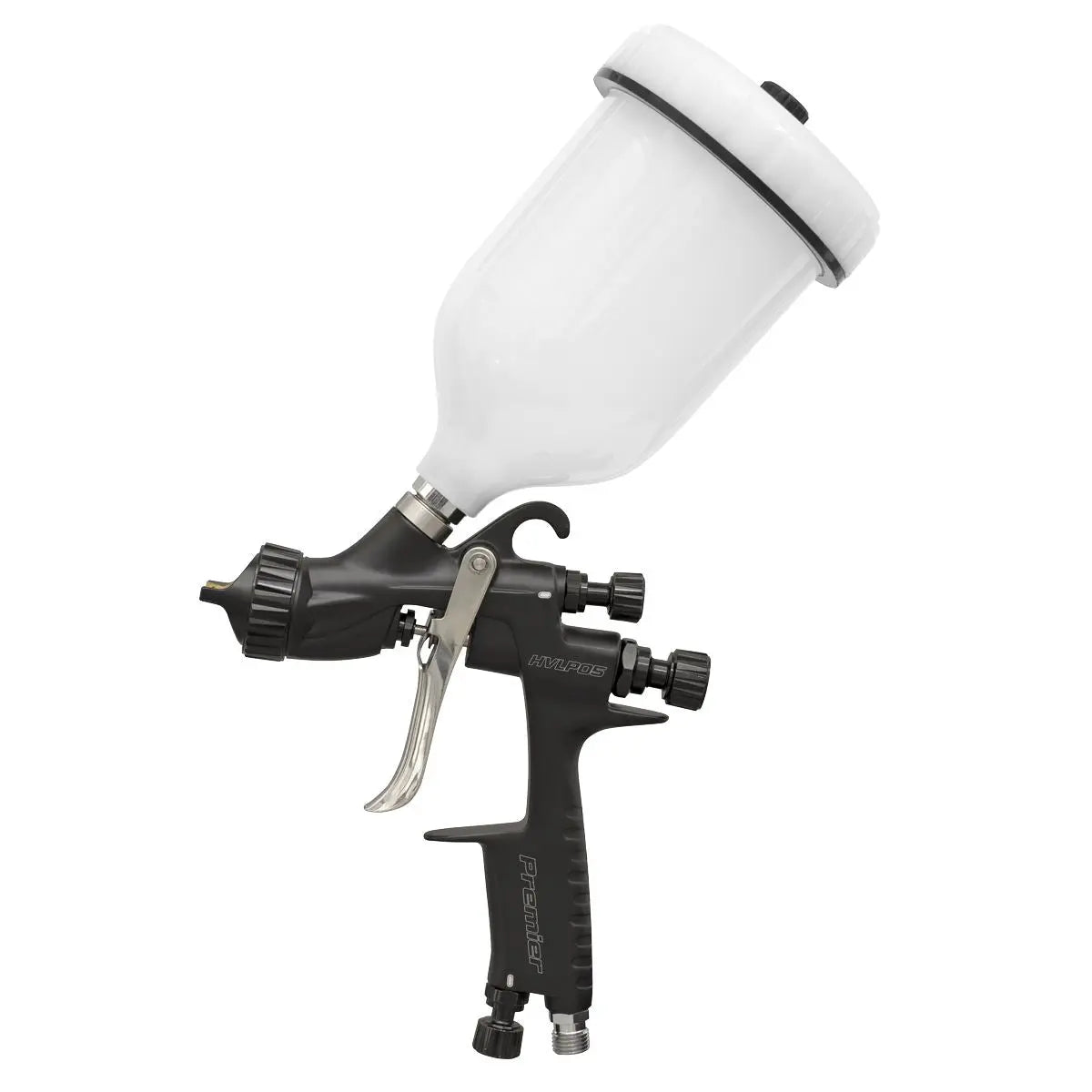 Sealey Premier HVLP Gravity Feed Spray Gun 1.3mm Set-Up  White Rose Tools
