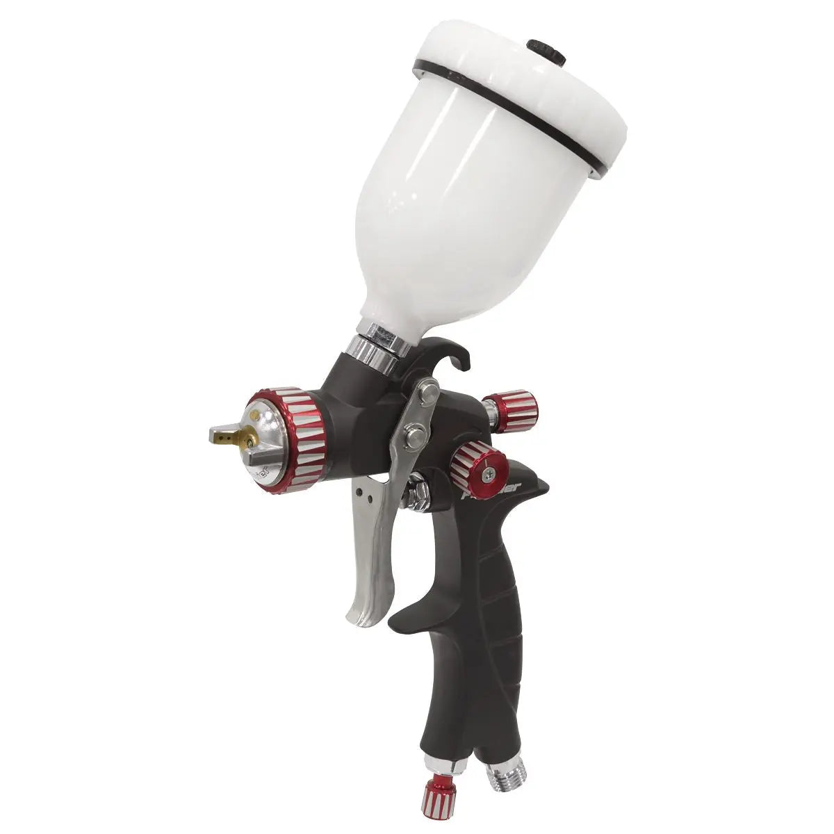 Sealey Premier HVLP Gravity Feed Touch Up Spray Gun 1mm Nozzle Set Up  White Rose Tools