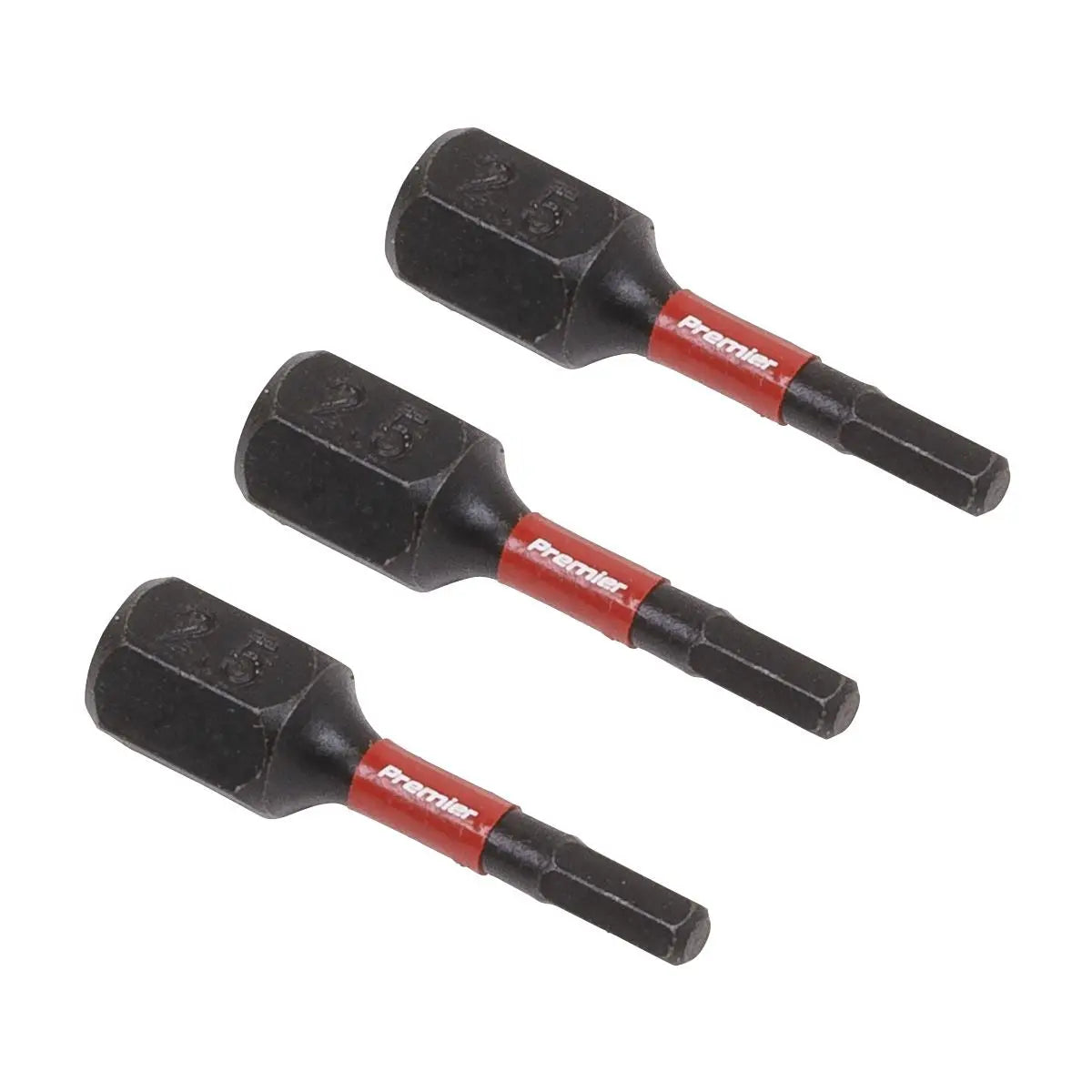 Sealey Premier Hex 2.5mm Impact Power Tool Bits 25mm - 3pc 