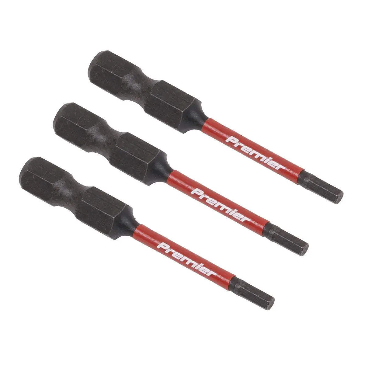 Sealey Premier Hex 2.5mm Impact Power Tool Bits 50mm - 3pc 