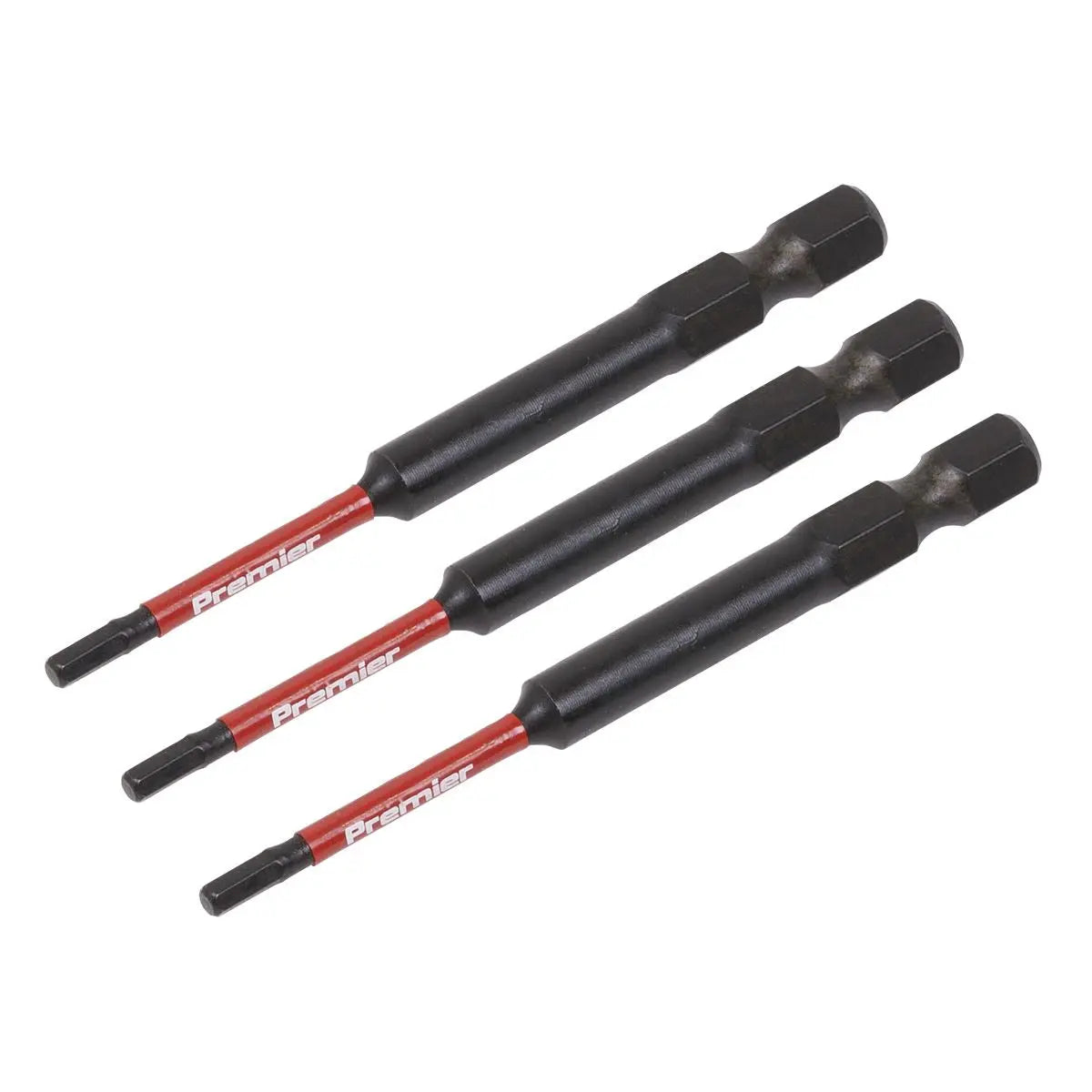 Sealey Premier Hex 2.5mm Impact Power Tool Bits 75mm - 3pc 