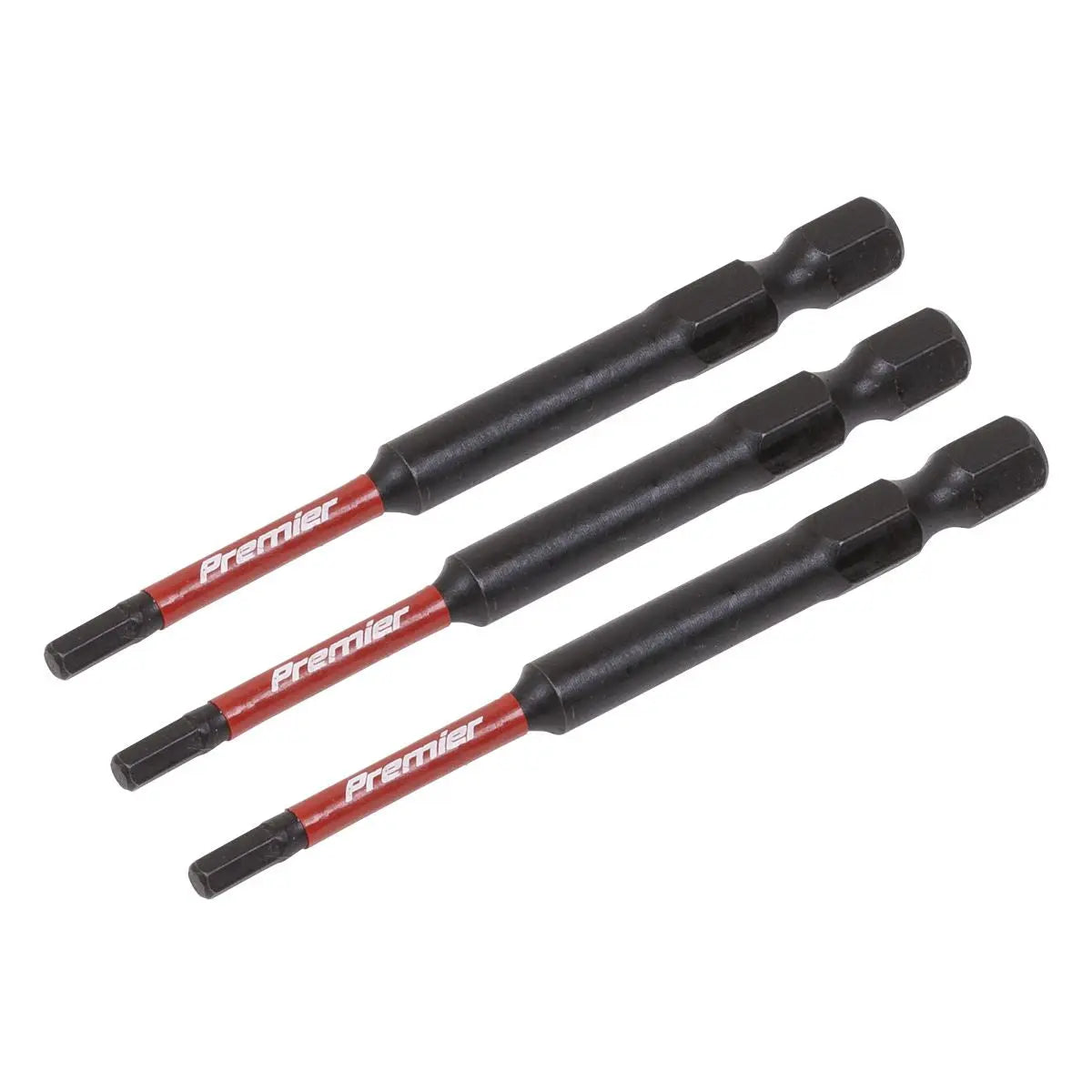 Sealey Premier Hex 3mm Impact Power Tool Bits 75mm - 3pc 