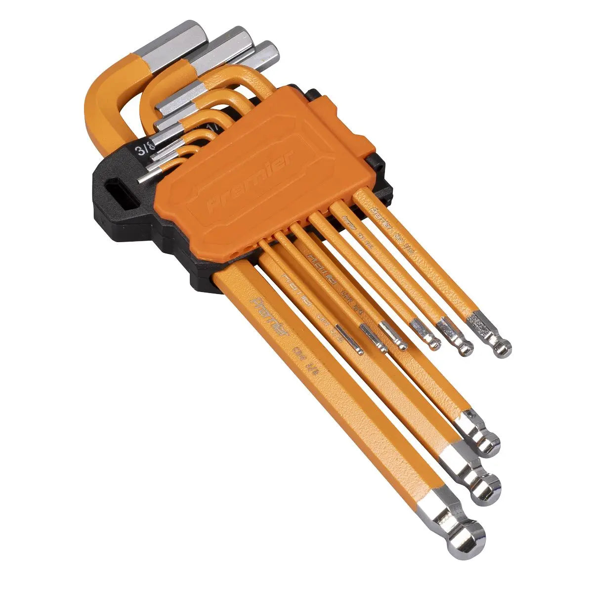 Sealey Premier Hex Key Set Long Ball-End 9pc - Imperial  White Rose Tools