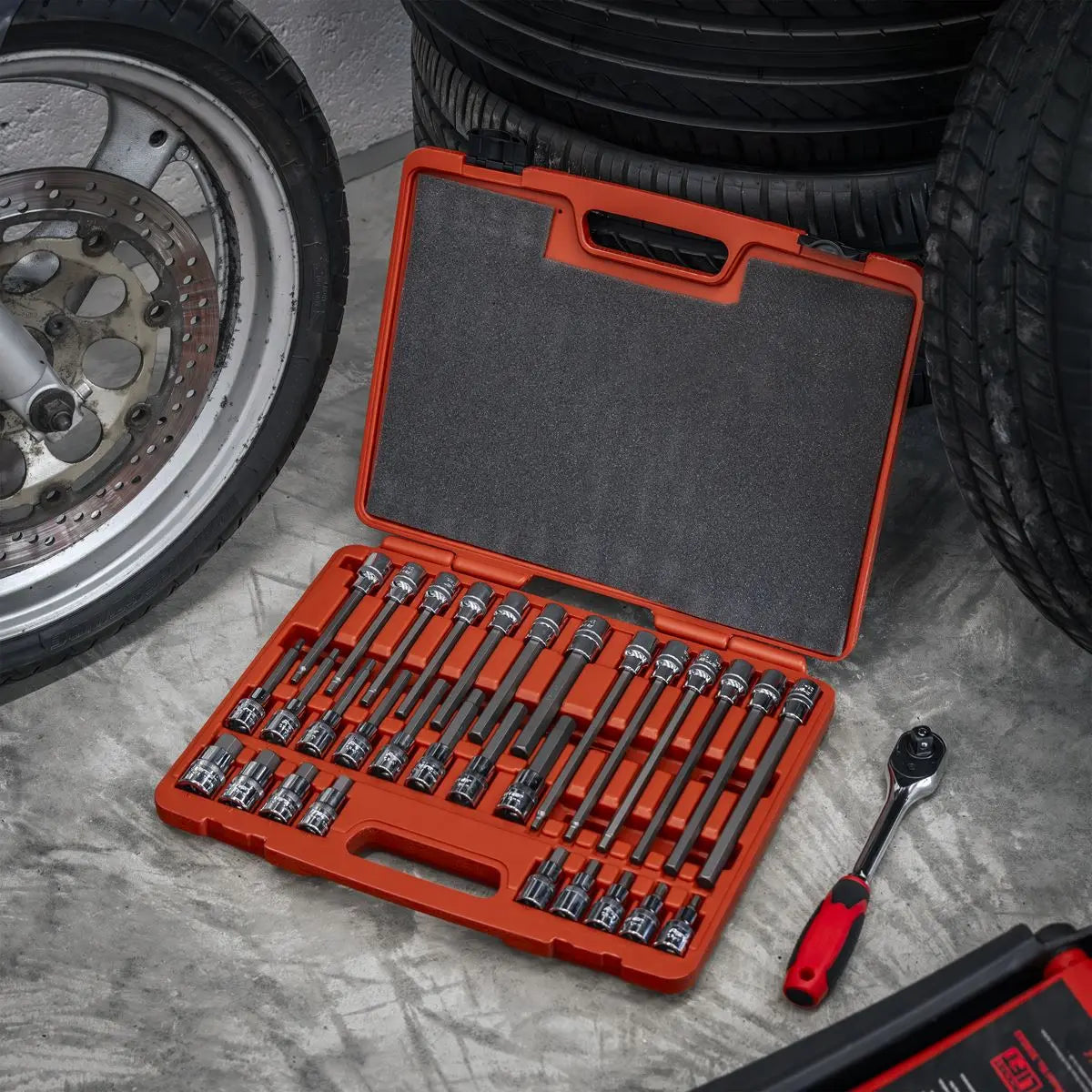 Sealey Premier Hex Socket Bit Set 30pc 1/2"Sq Drive 