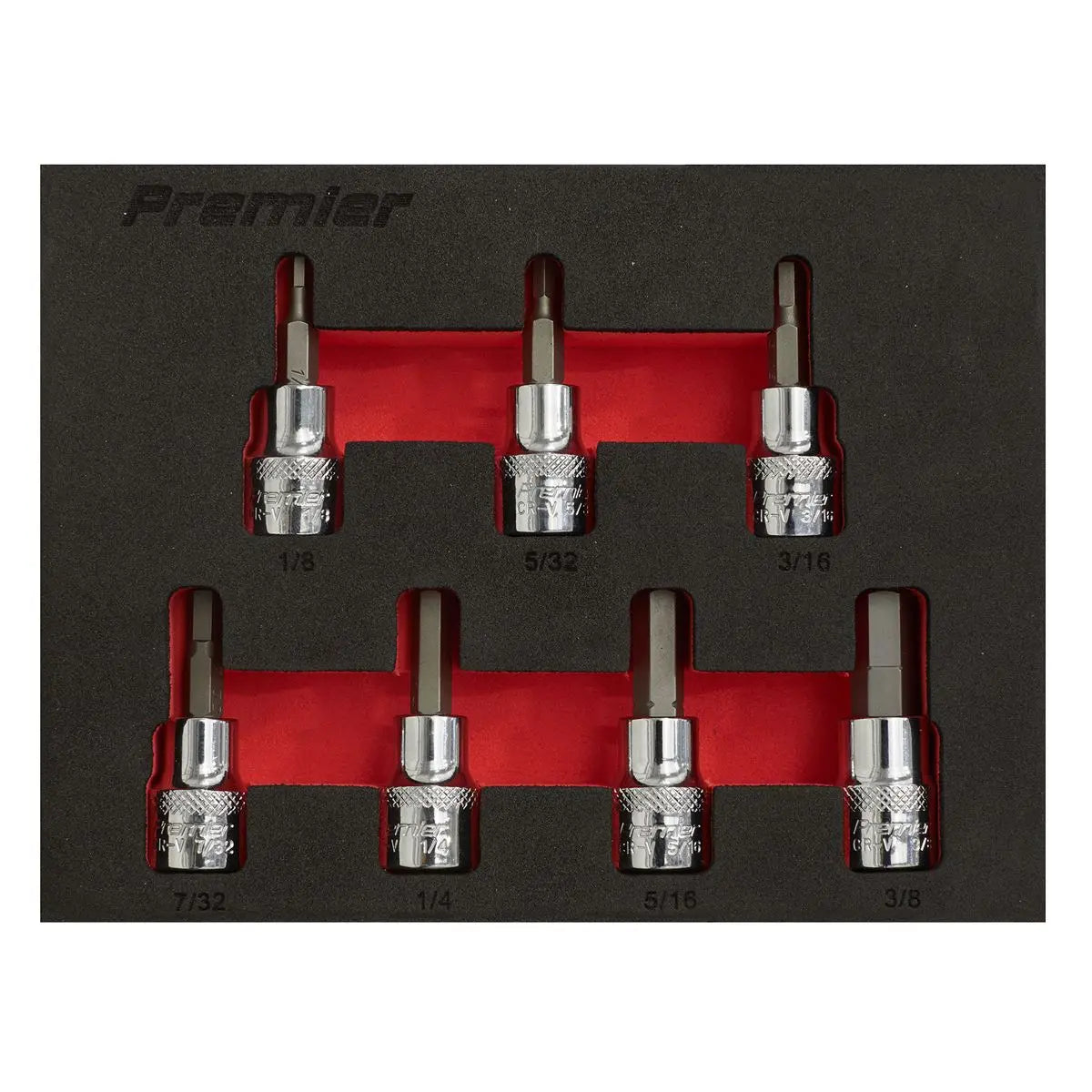 Sealey Premier Hex Socket Bit Set 7pc 3/8"Sq Drive - Imperial 