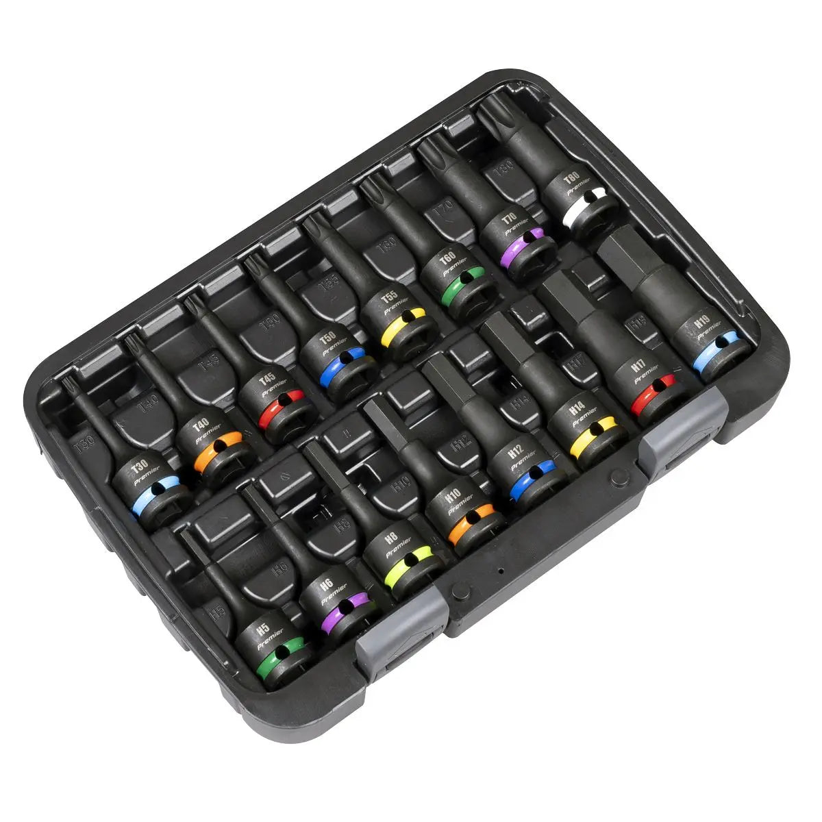 Sealey Premier Hex & TRX-Star* Impact Socket Bit Set 1/2"Sq Drive 16pc  White Rose Tools