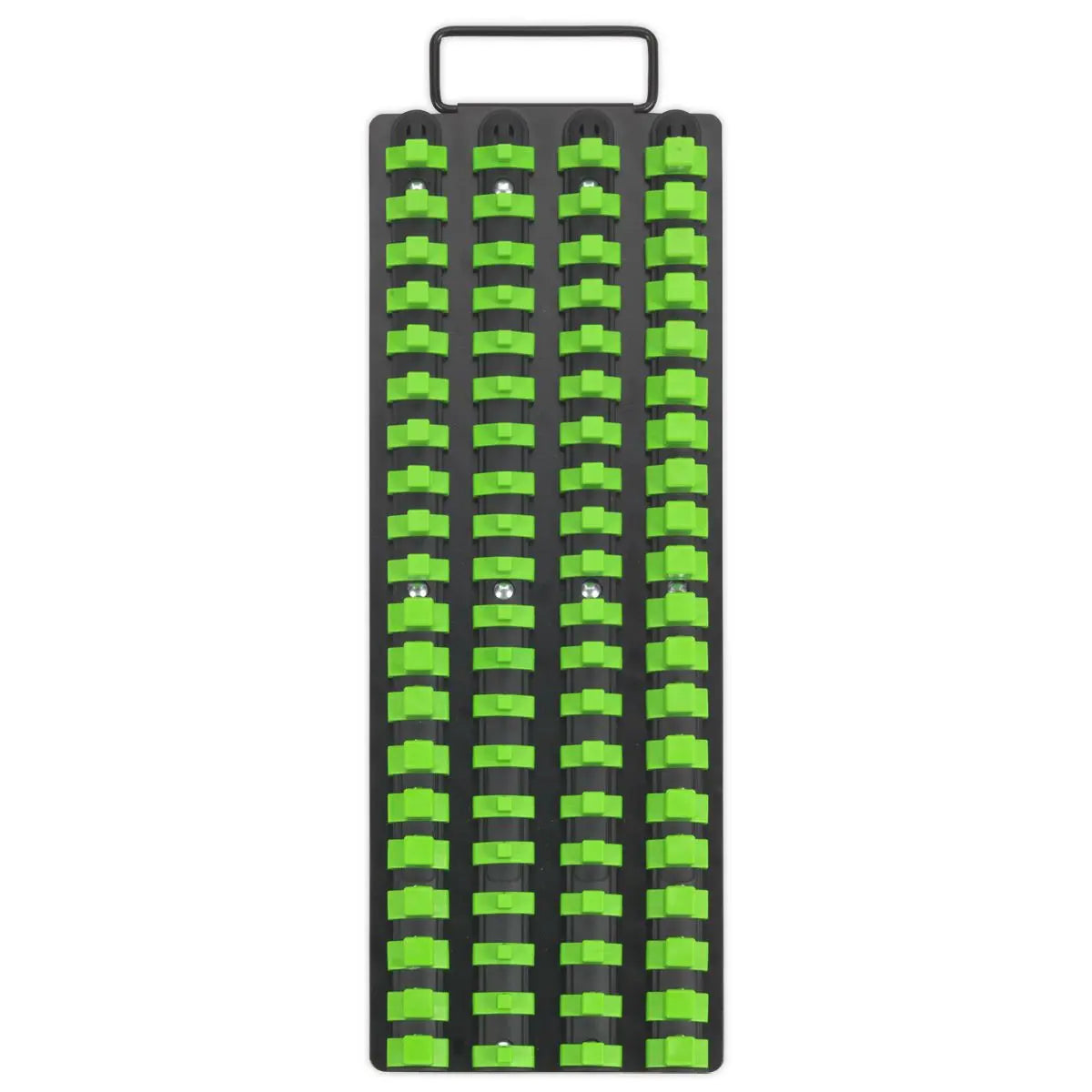 Sealey Premier High Visibility Green 1/4", 3/8" & 1/2" Square Drive Socket Rail Tray 