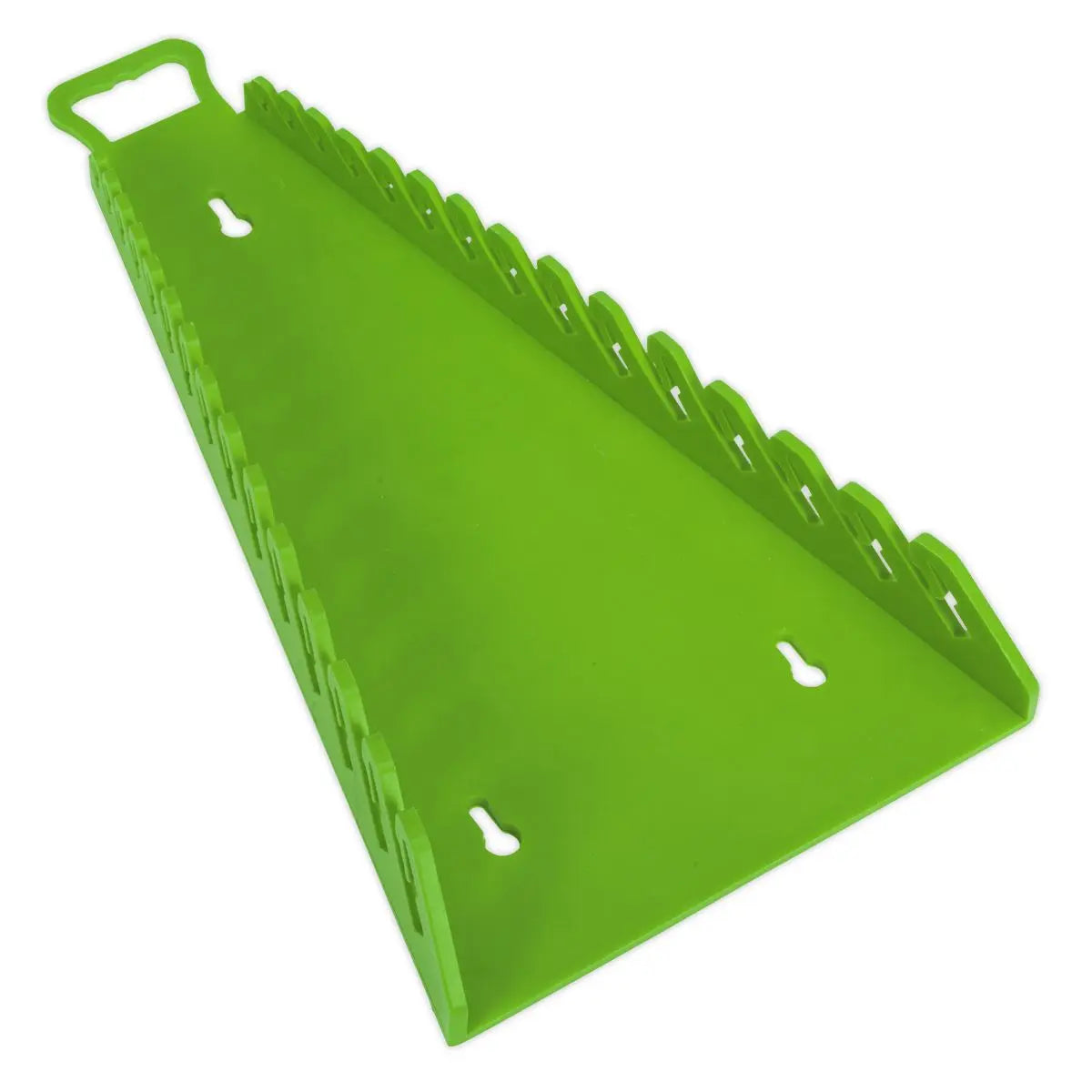 Sealey Premier High Visibility Green Reverse Spanner Rack 15 Capacity Hanging Toolbox 