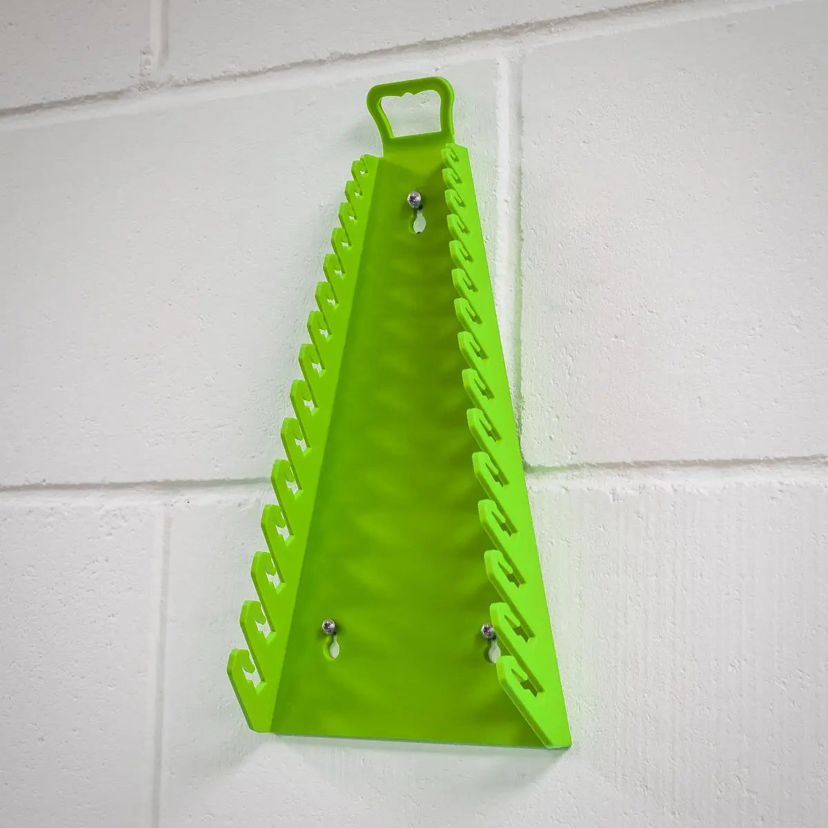 Sealey Premier High Visibility Green Reverse Spanner Rack 15 Capacity Hanging Toolbox 