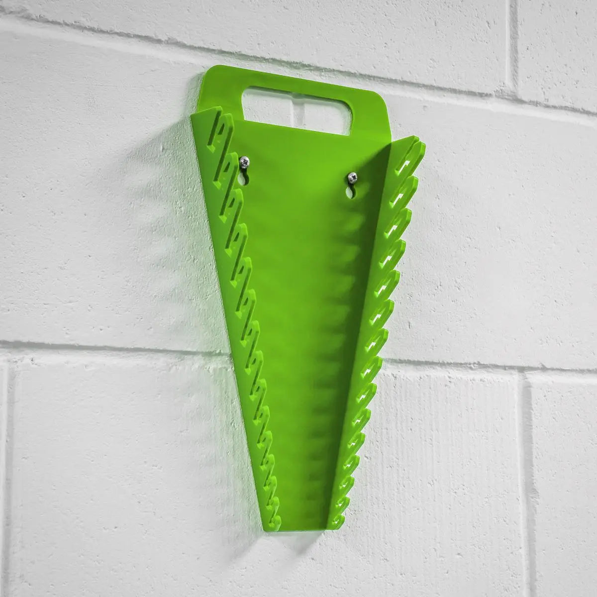 Sealey Premier High Visibility Green Spanner Rack 15 Capacity Hanging Toolbox 