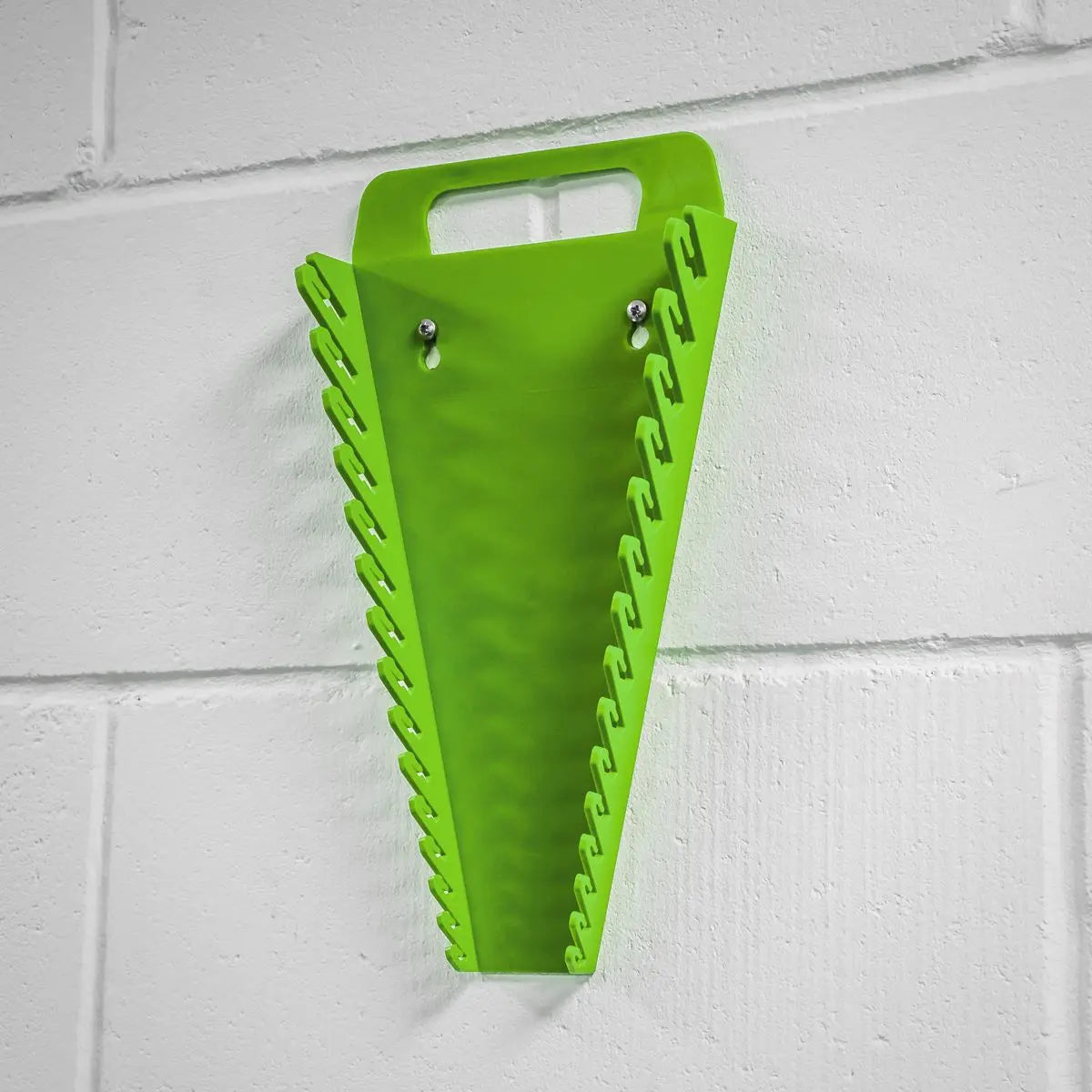 Sealey Premier High Visibility Green Spanner Rack 15 Capacity Hanging Toolbox 