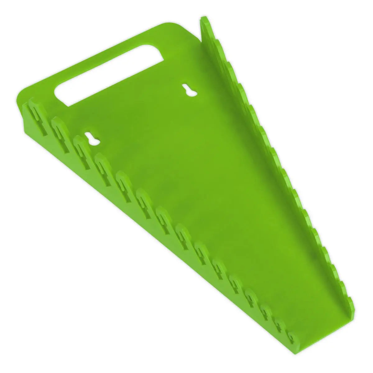 Sealey Premier High Visibility Green Spanner Rack 15 Capacity Hanging Toolbox 
