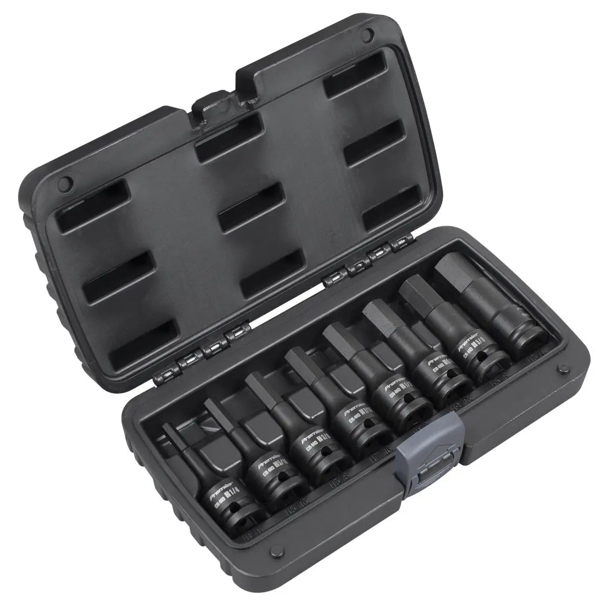 Sealey Premier Impact Hex Socket Bit Set 8pc 1/2"Sq Drive - Imperial  White Rose Tools